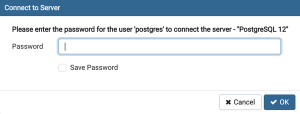 pgAdmin connect to server password