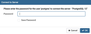 pgAdmin connect to server password