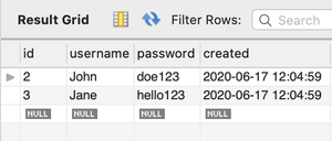 MySQL Workbench resulting rows