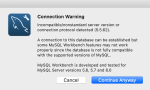 MySQL Workbench connection warning