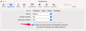 iterm2 preferences appearance exclude from dock