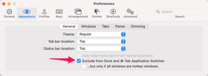 iterm2 preferences appearance exclude from dock