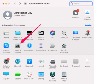 mac system preferences users and groups