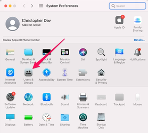 mac system preferences users and groups