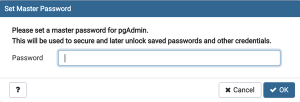 pgAdmin set master password