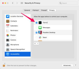 accessibility permission iterm2