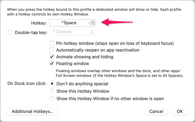 iterm2 preferences select window hotkey