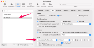iterm preferences text font inconsolata for powerline