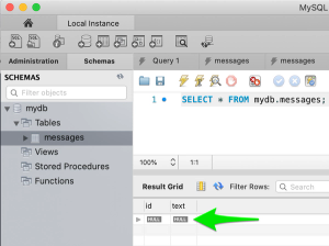 MySQL Workbench table empty rows