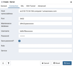 pgadmin create server connection