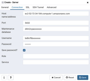 pgadmin create server connection