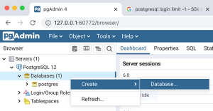 pgadmin 4 create database