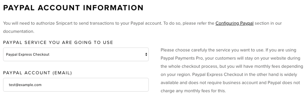 Snipcart PayPal Express Checkout