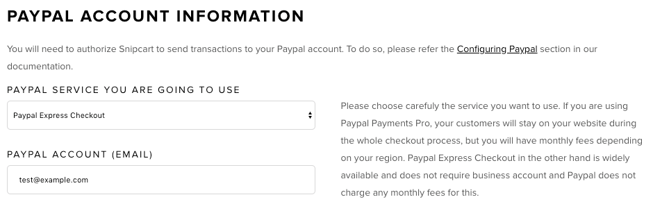 Snipcart PayPal Express Checkout