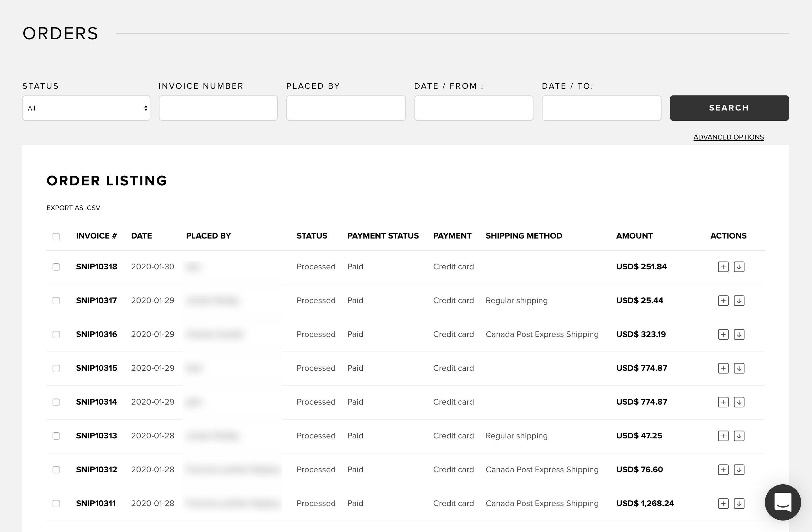 Snipcart dashboard top customers and top products