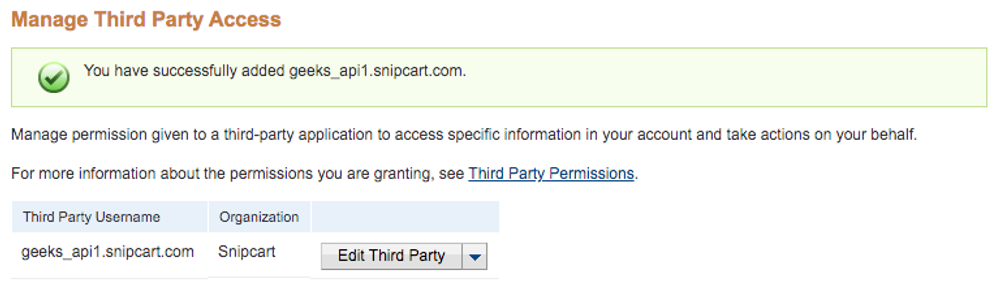Third Party Permissions Granted