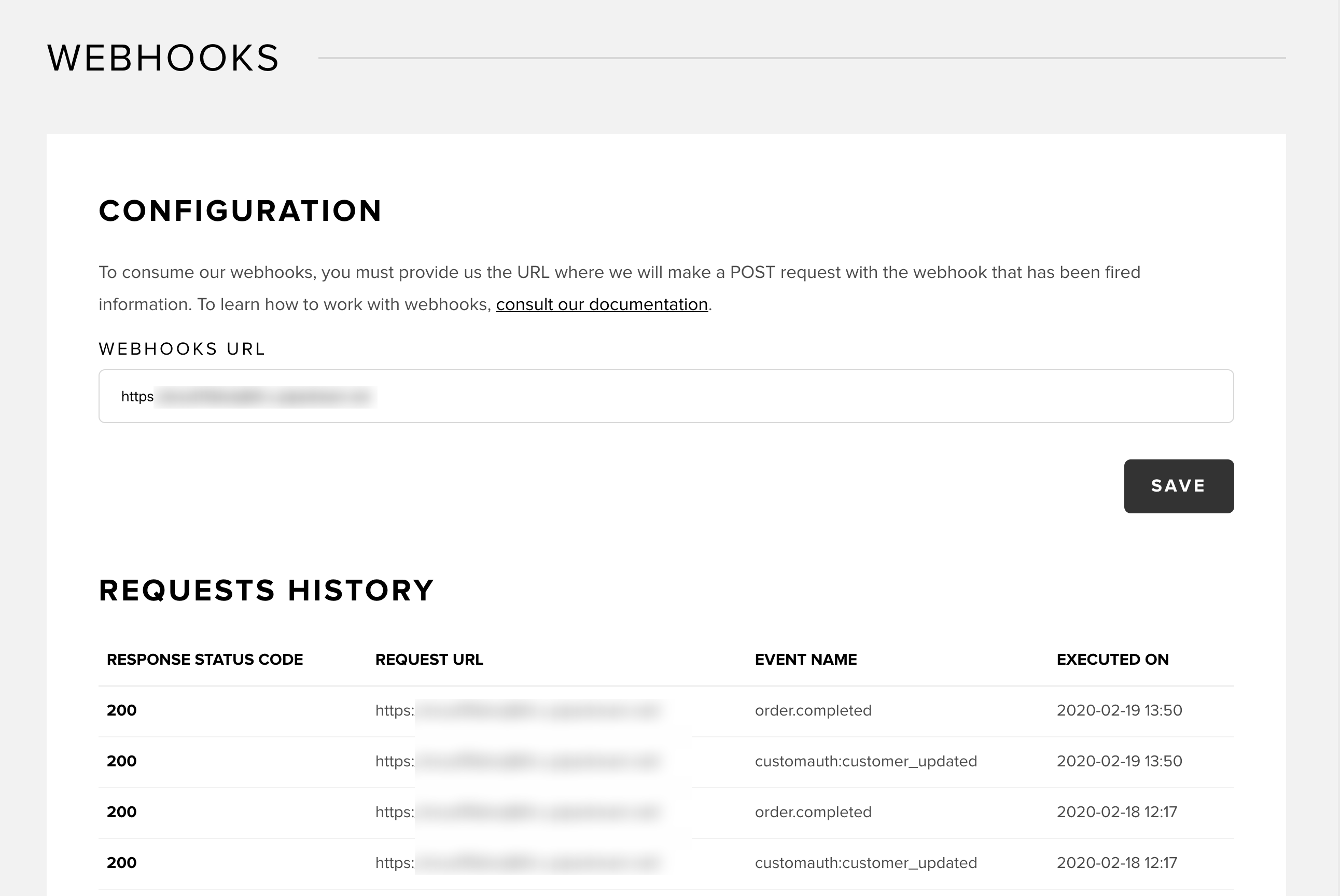 Configuring webhooks in the Snipcart dashboard