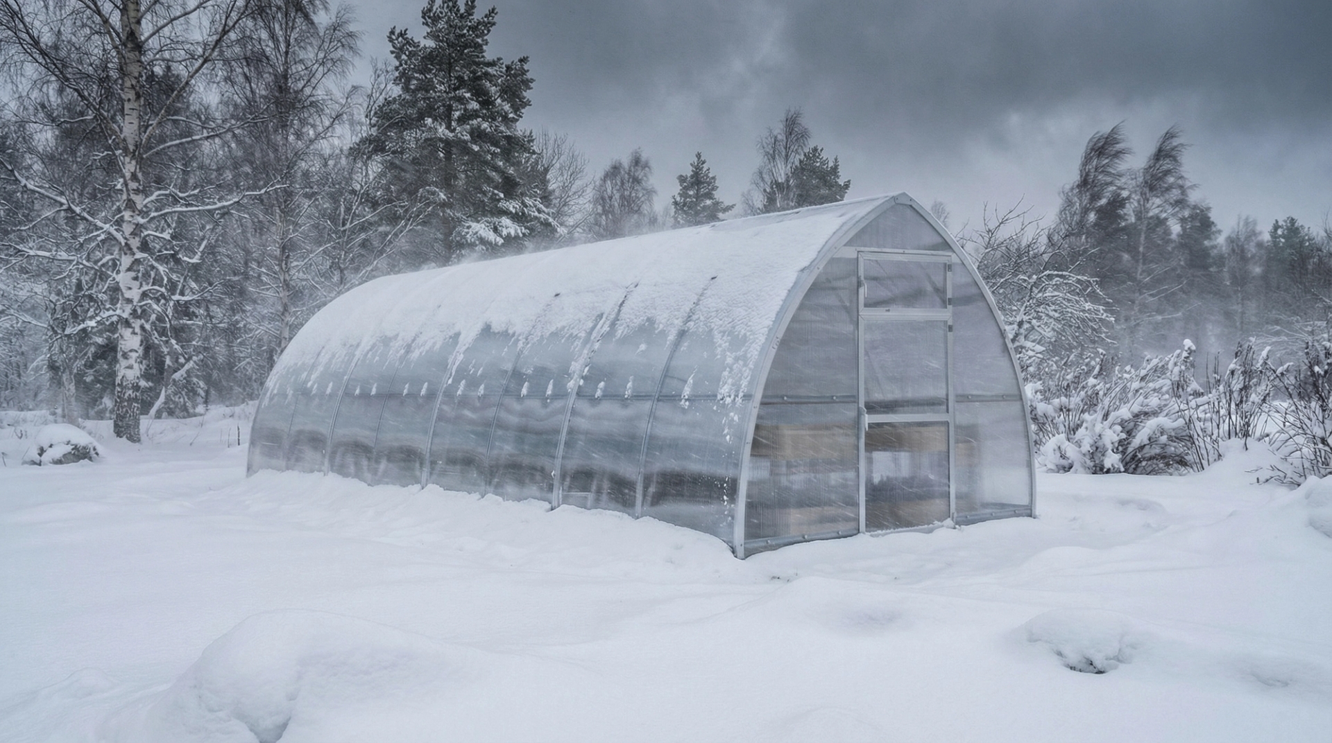 Tunnelväxthus Tor 300x i extremt väder