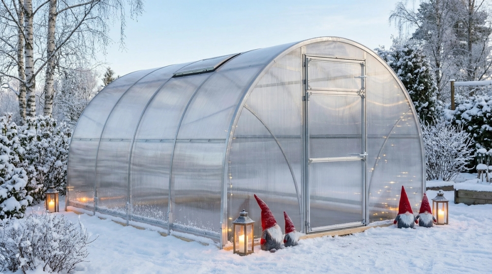 Tunnelväxthus Vidar i ett snörikt klimat i Sverige