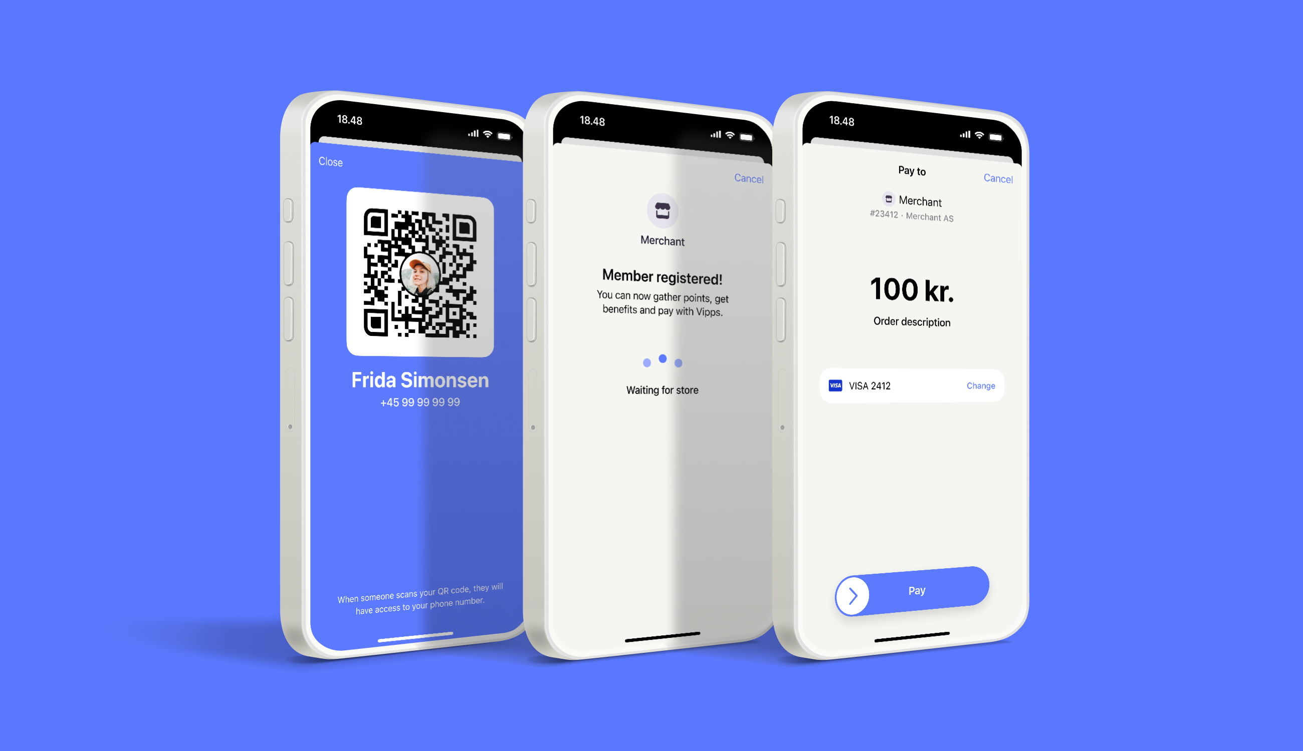 a phone with a qr code that says fride simonsen on it