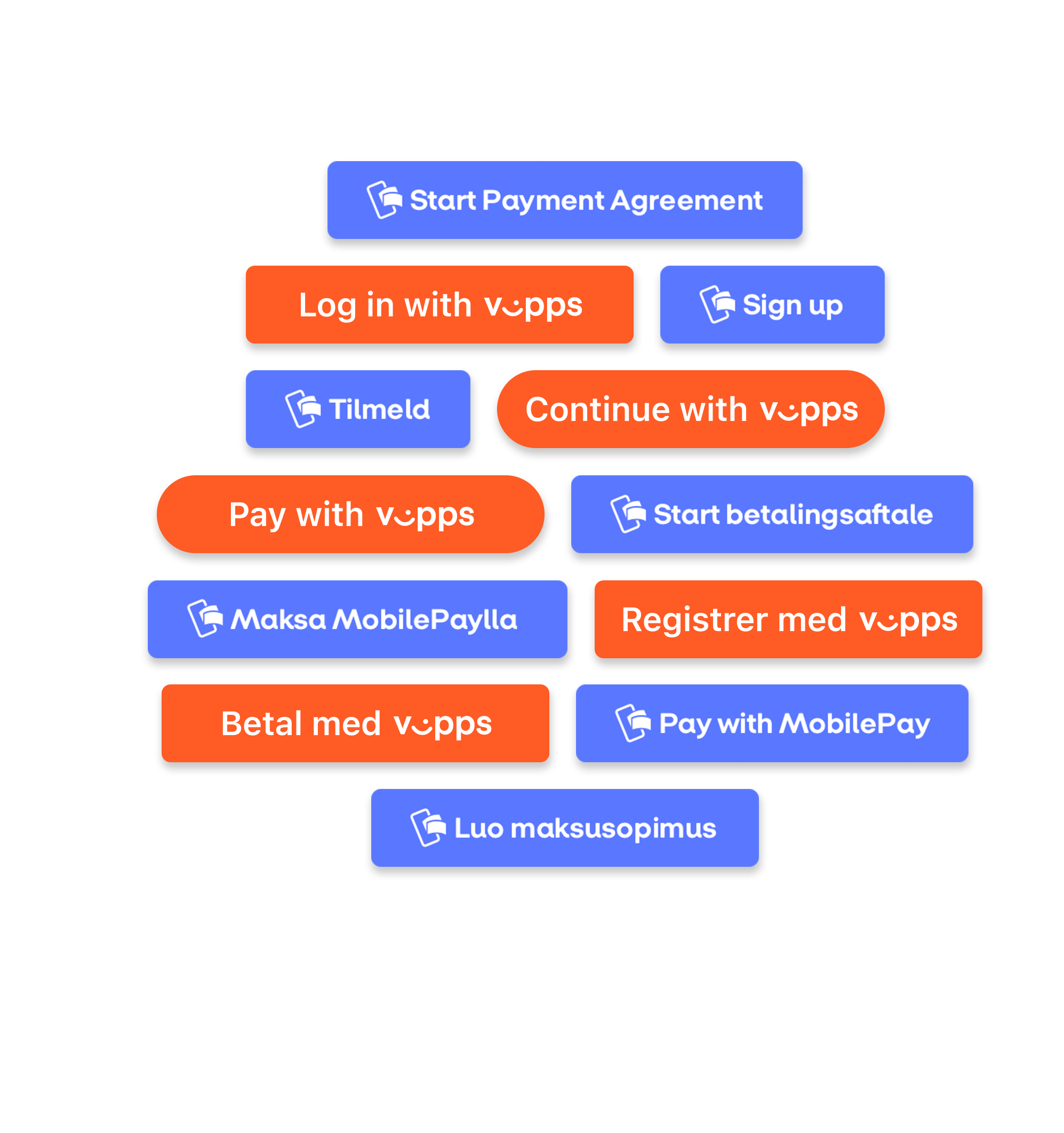 a bunch of buttons with one that says start payment agreement