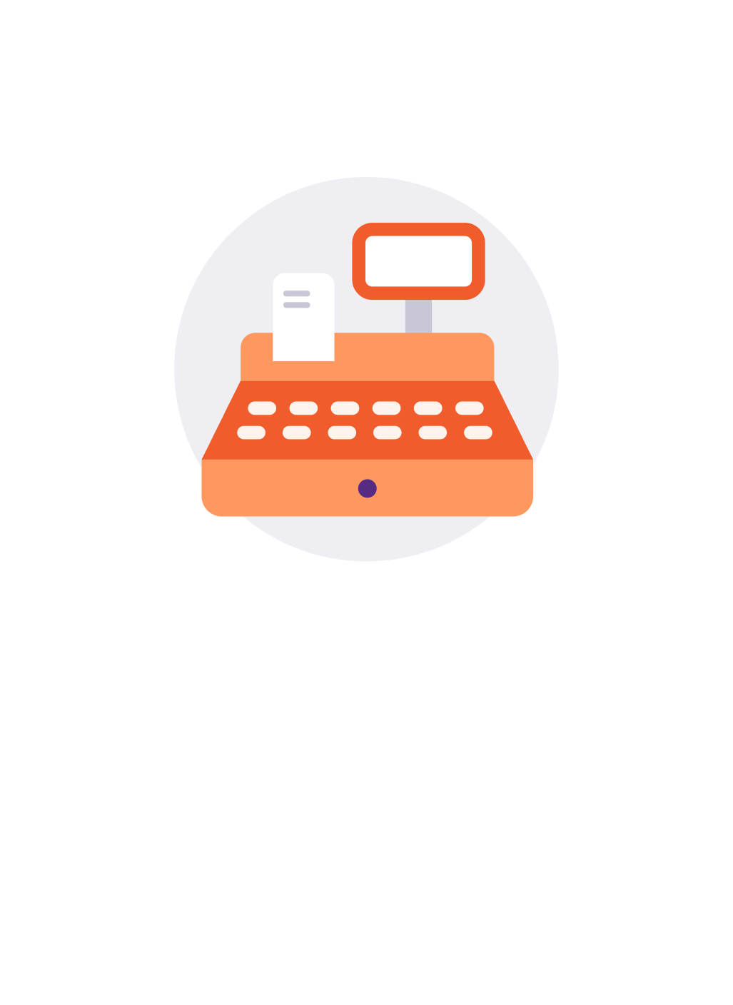 an illustration of a cash register with a receipt on it
