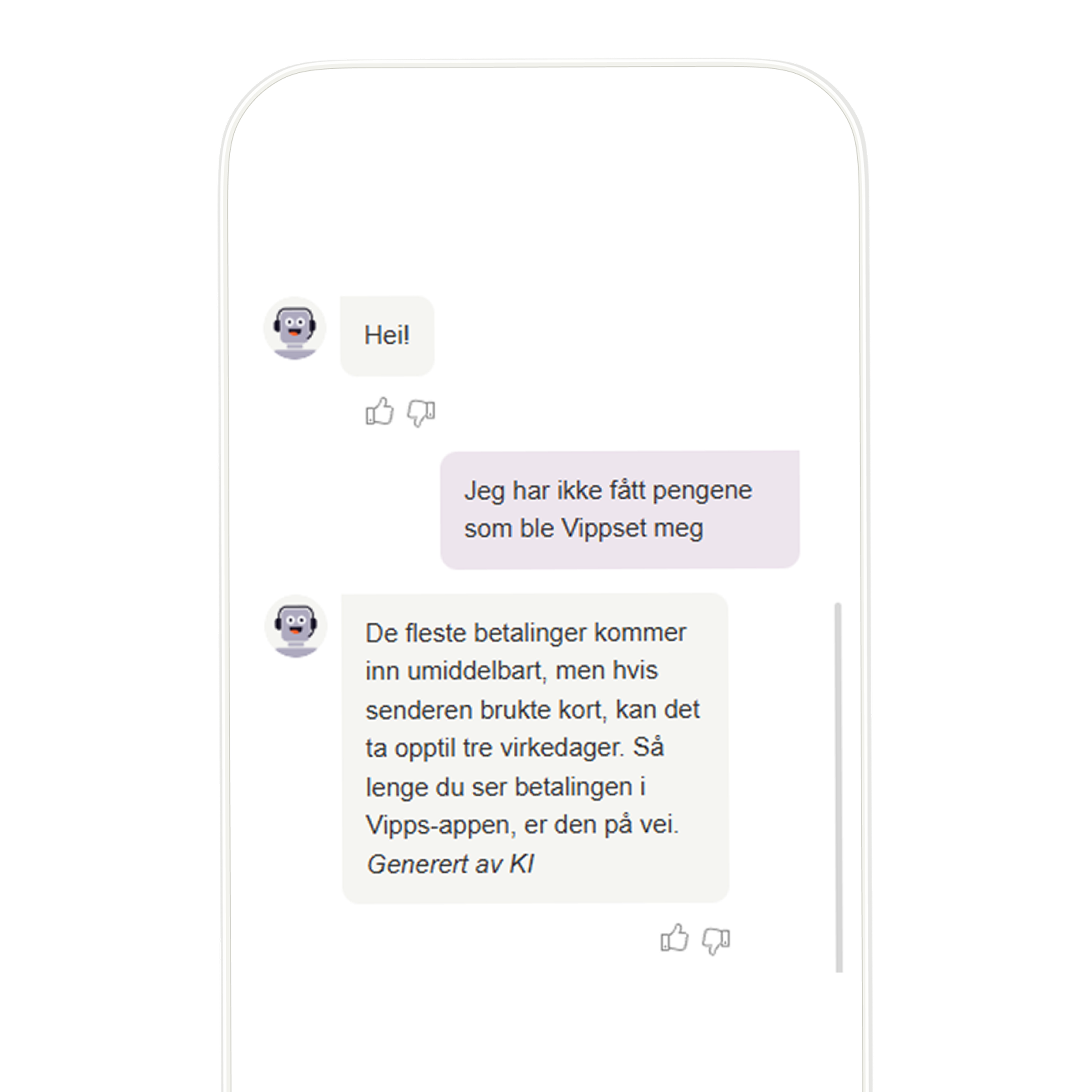 a screenshot of a text message between a person and the help chat bot