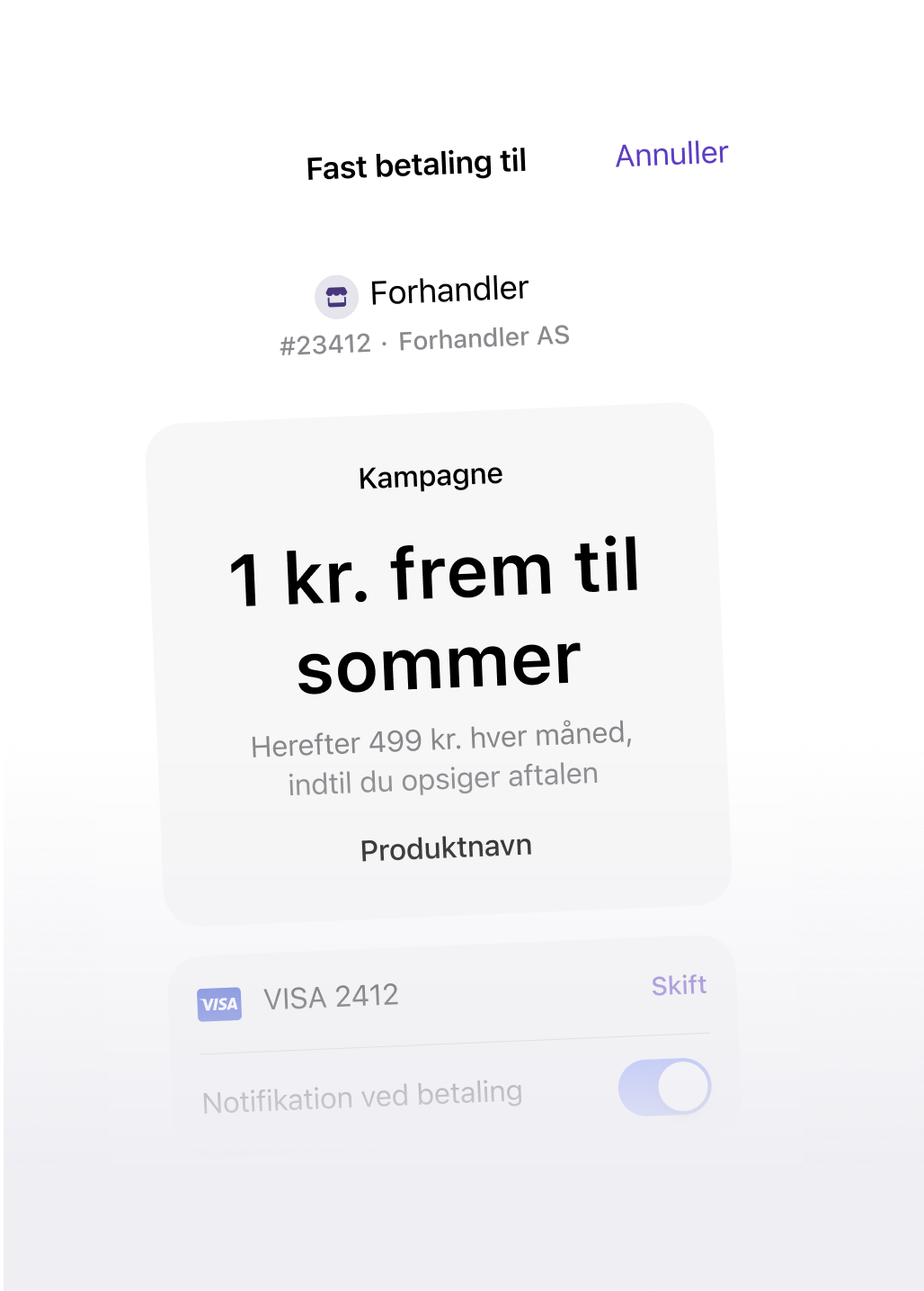 a screenshot of a visa card that says 1 kr. frem til sommer