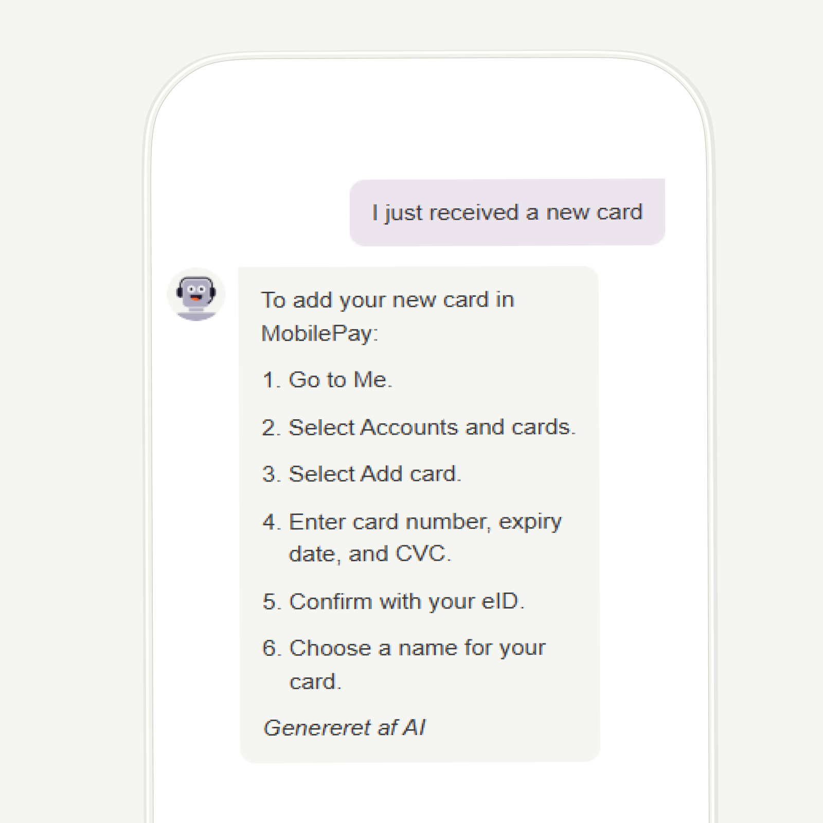 a phone screen shows a message that says i just received a new card
