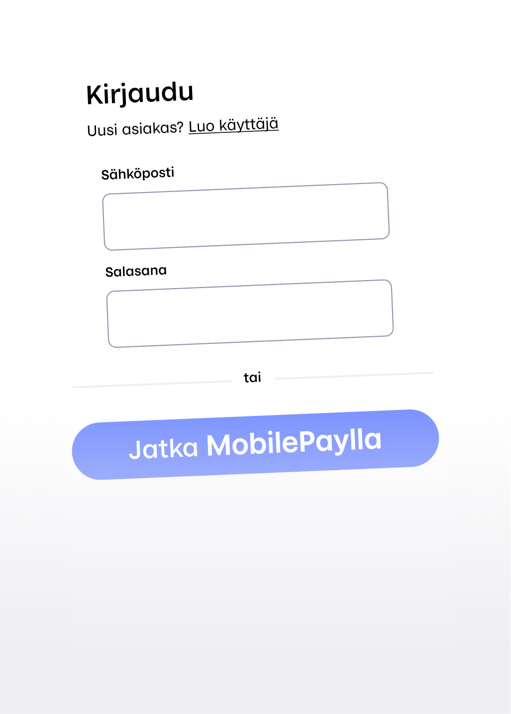 a white page with a blue button that says " jatka mobilepaylla "