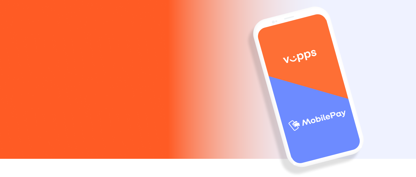 White smartphone displaying Vipps and MobilePay logos.