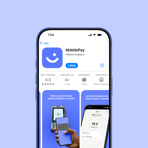 An iPhone screen displaying the MobilePay app page in an app store.