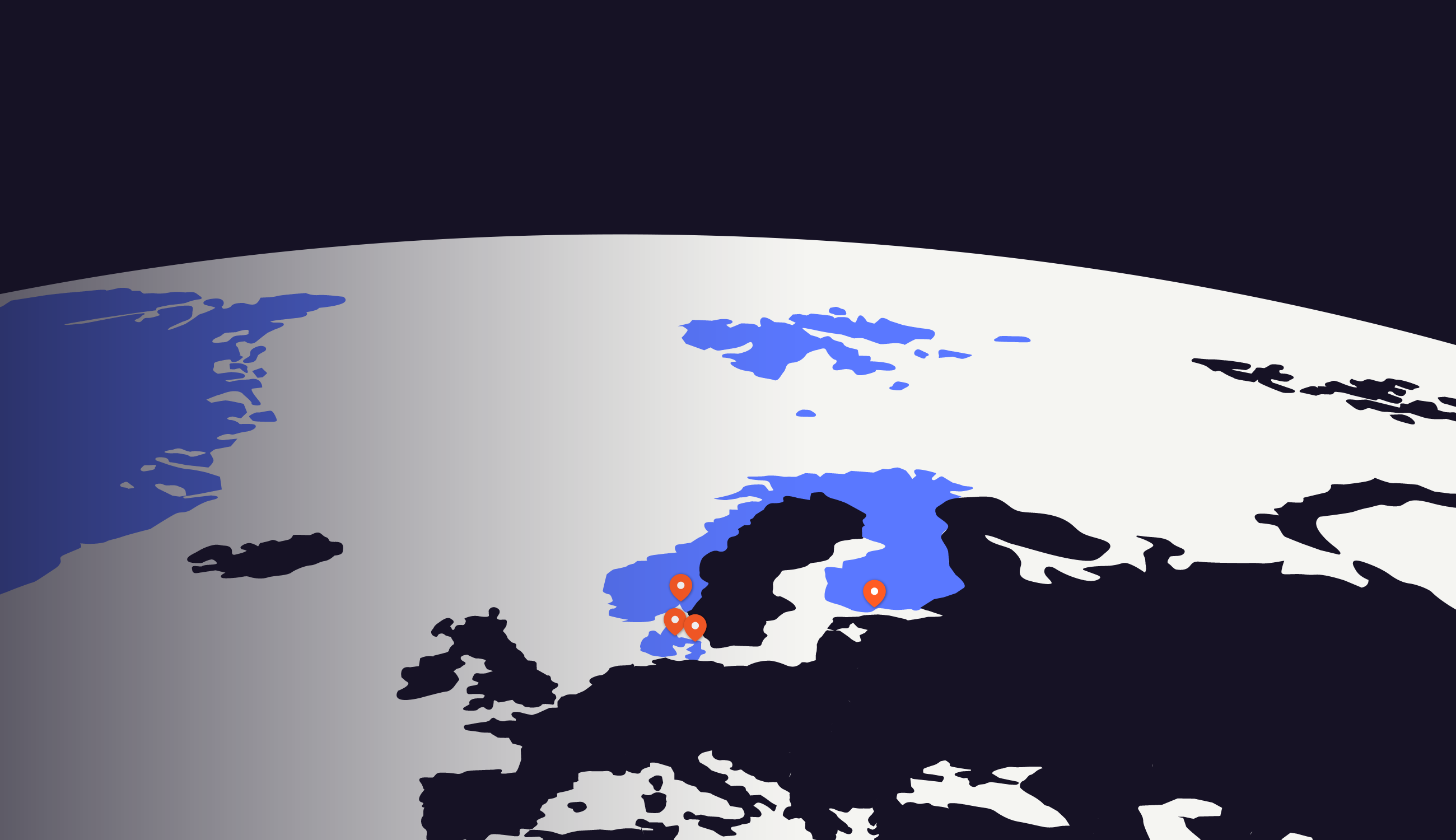 a map of europe with red dots on it