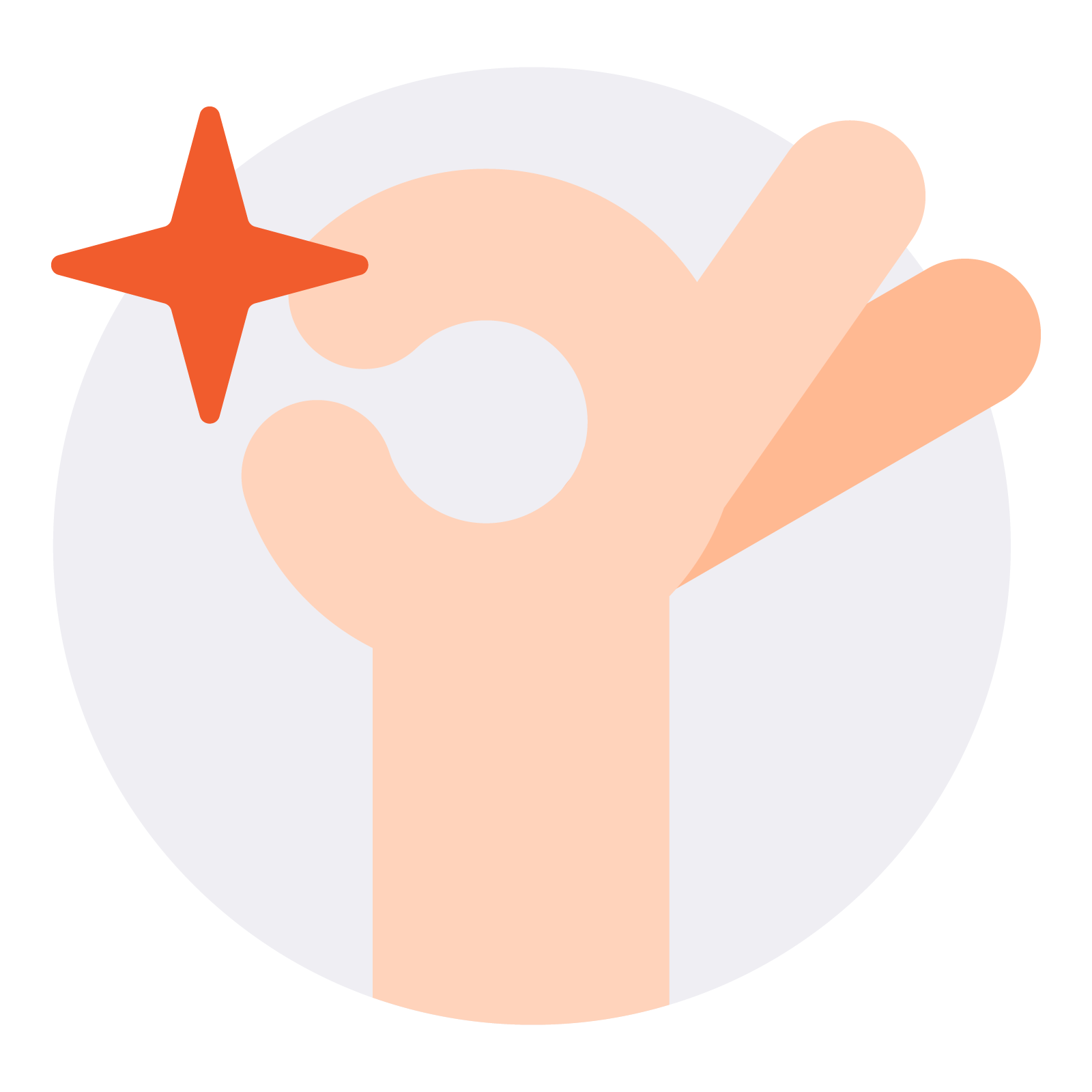 a pixel art illustration of a hand with an orange star above it