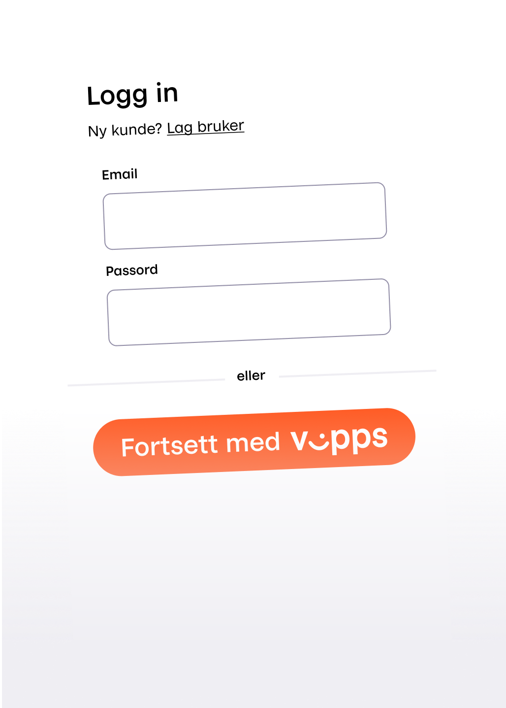 a log in page with an orange button that says fortsett med vpps