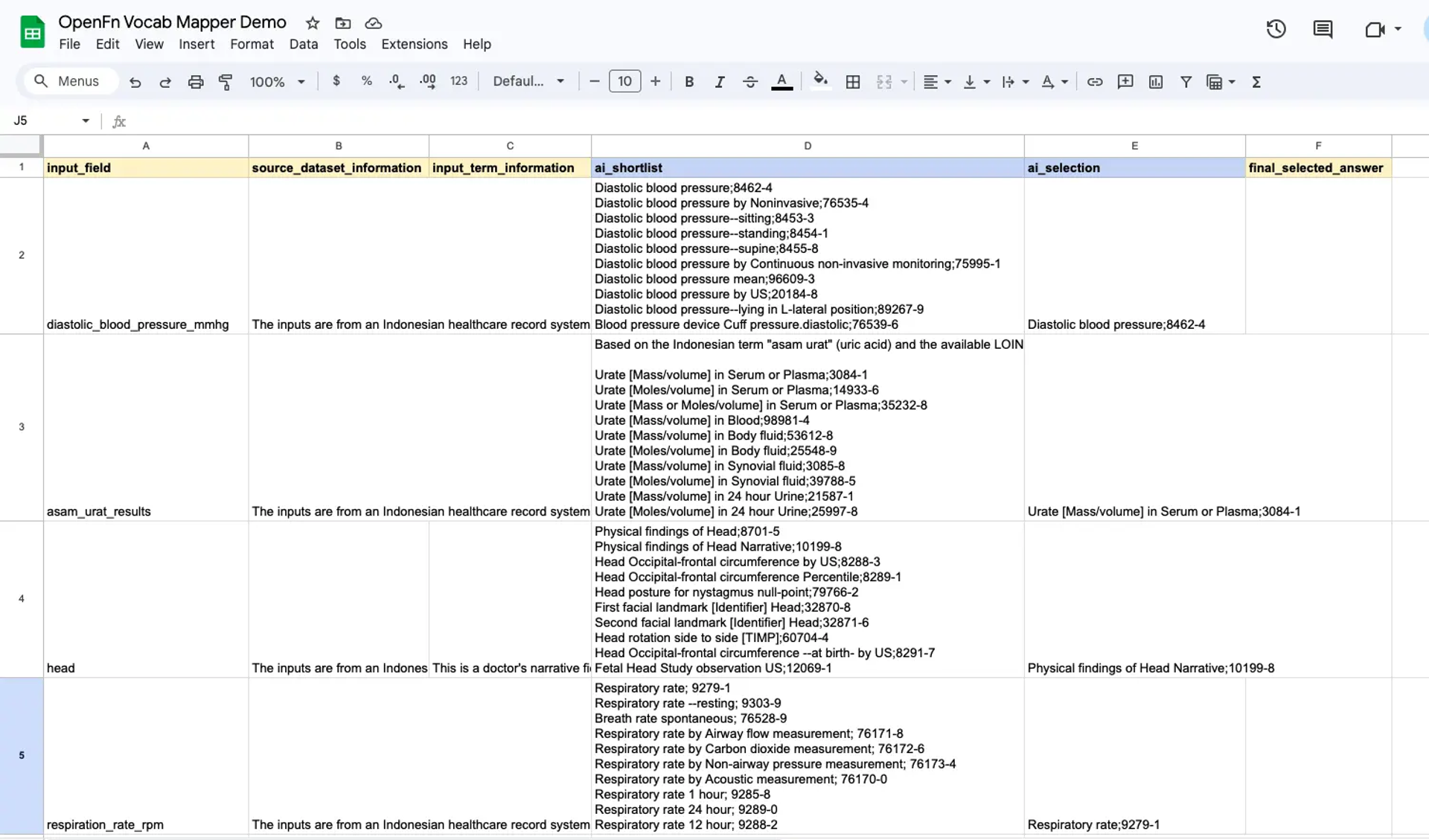 Data Vocab Mapper embedded within Google Sheets
