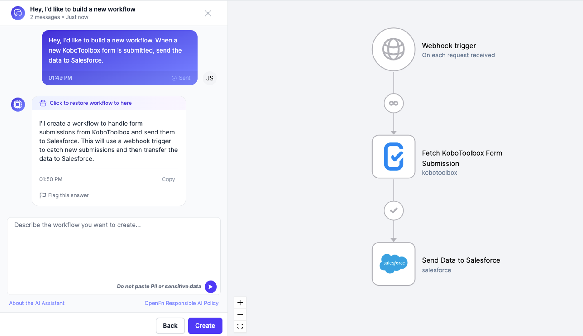 Prompt and the AI Assistant will create.