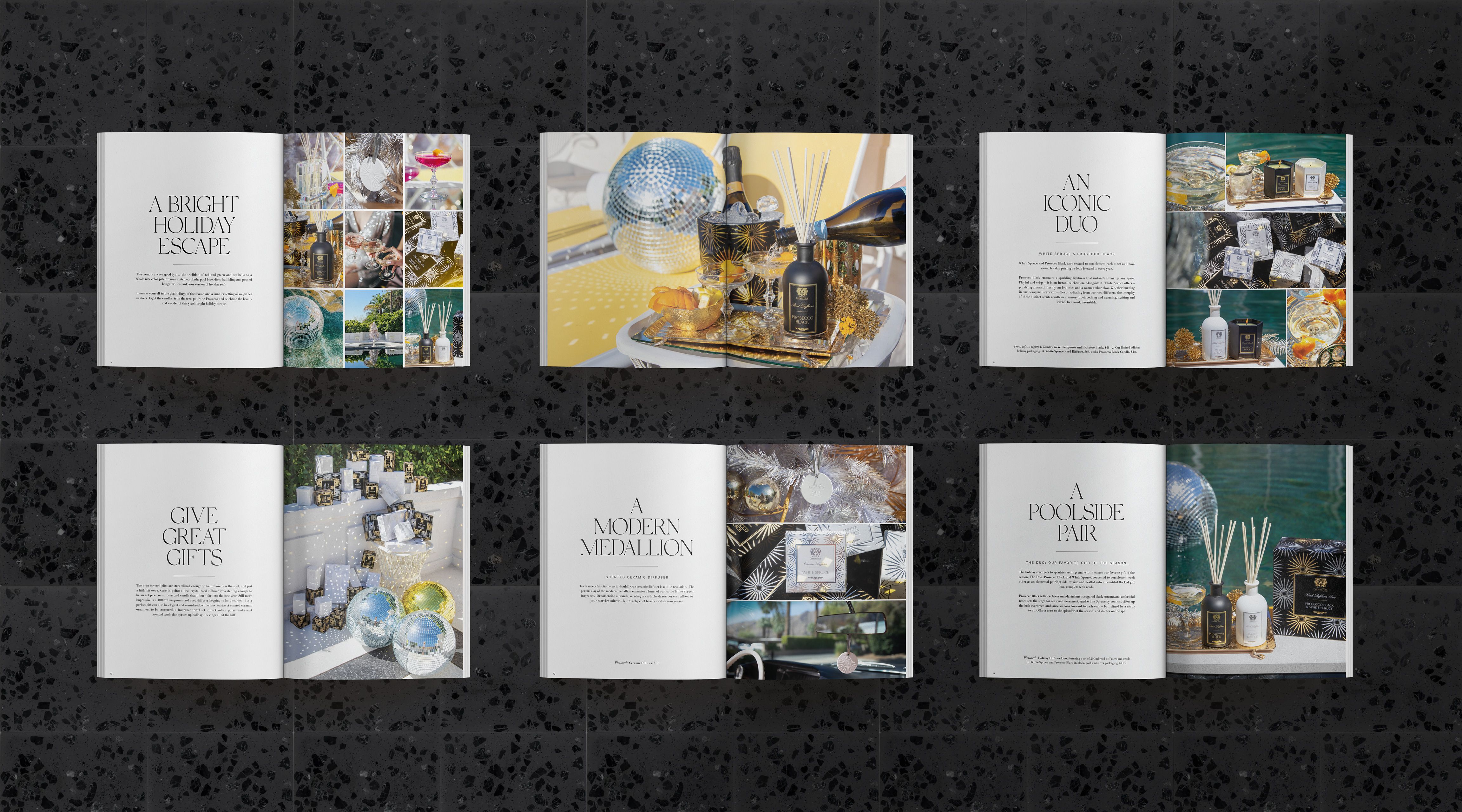 The whole catalog, spread by spread. I laid out every page.