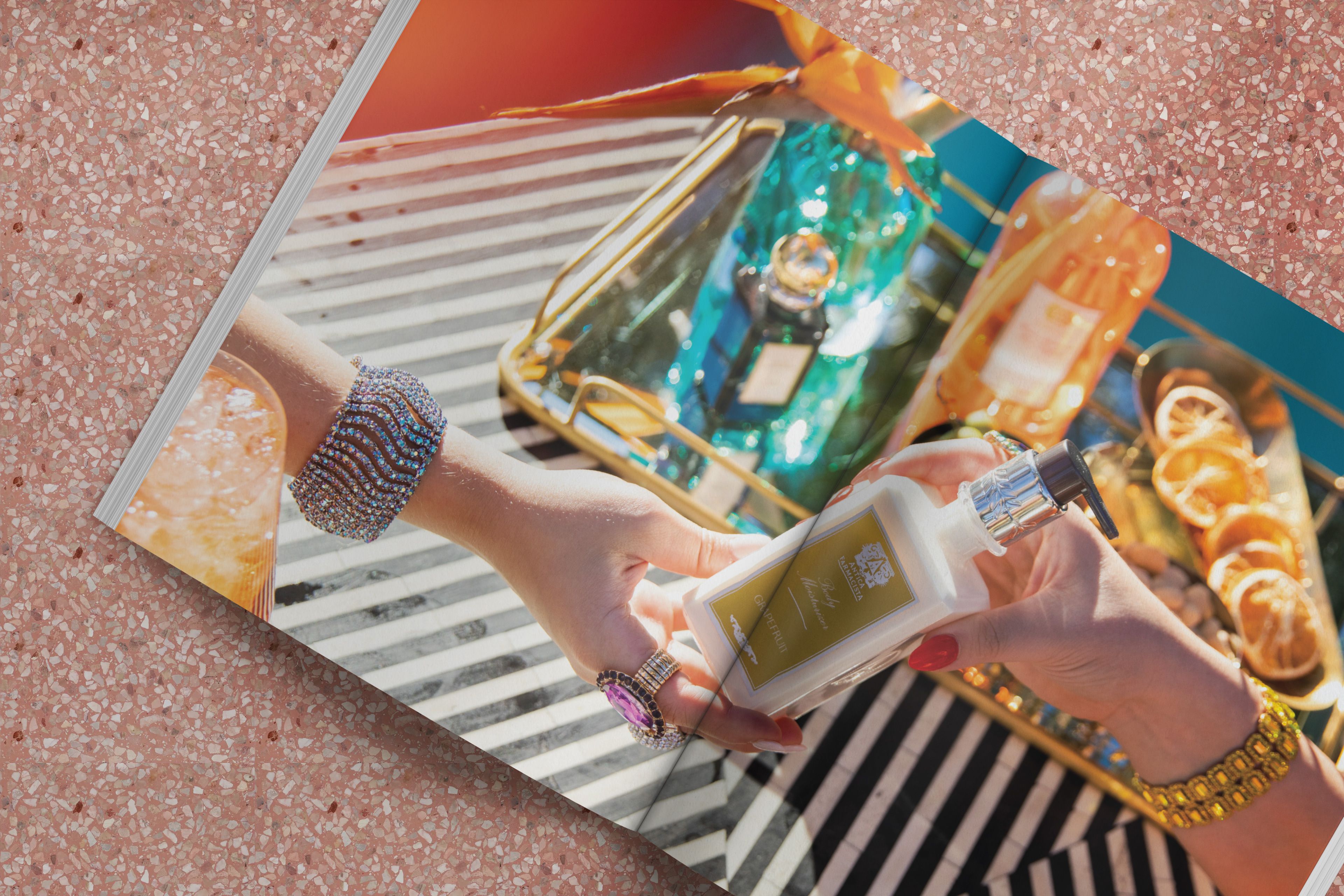 This was the campaign that put hands in the frame, stacked with big gaudy jewelry. Fun, convivial, a little maximalist.