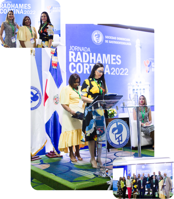 La Dra. Rebeca De León interviniendo en la Jornada Radhamés Cortina de la Sociedad Dominicana de Gastroenterología.