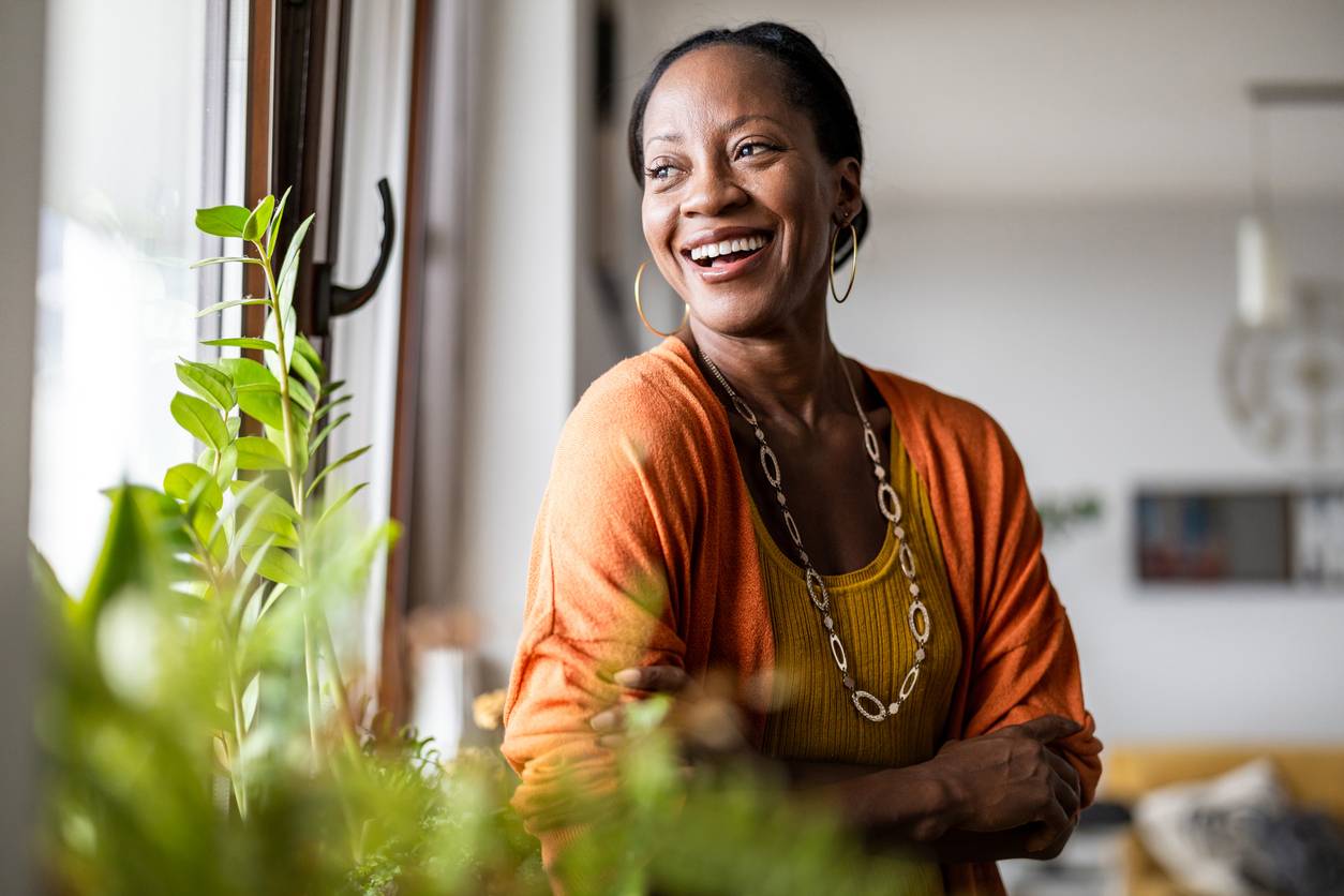 Happy mature woman smiling