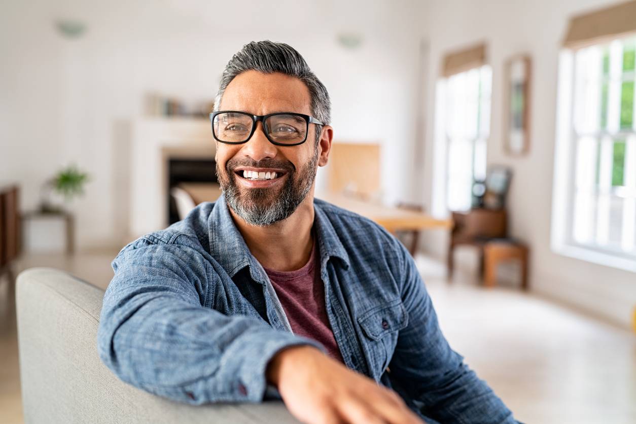 Happy man on couch