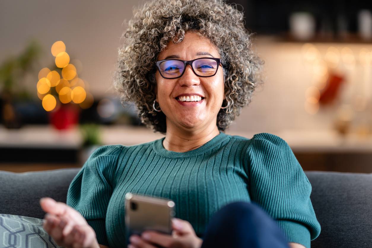 Mature woman wearing glasses