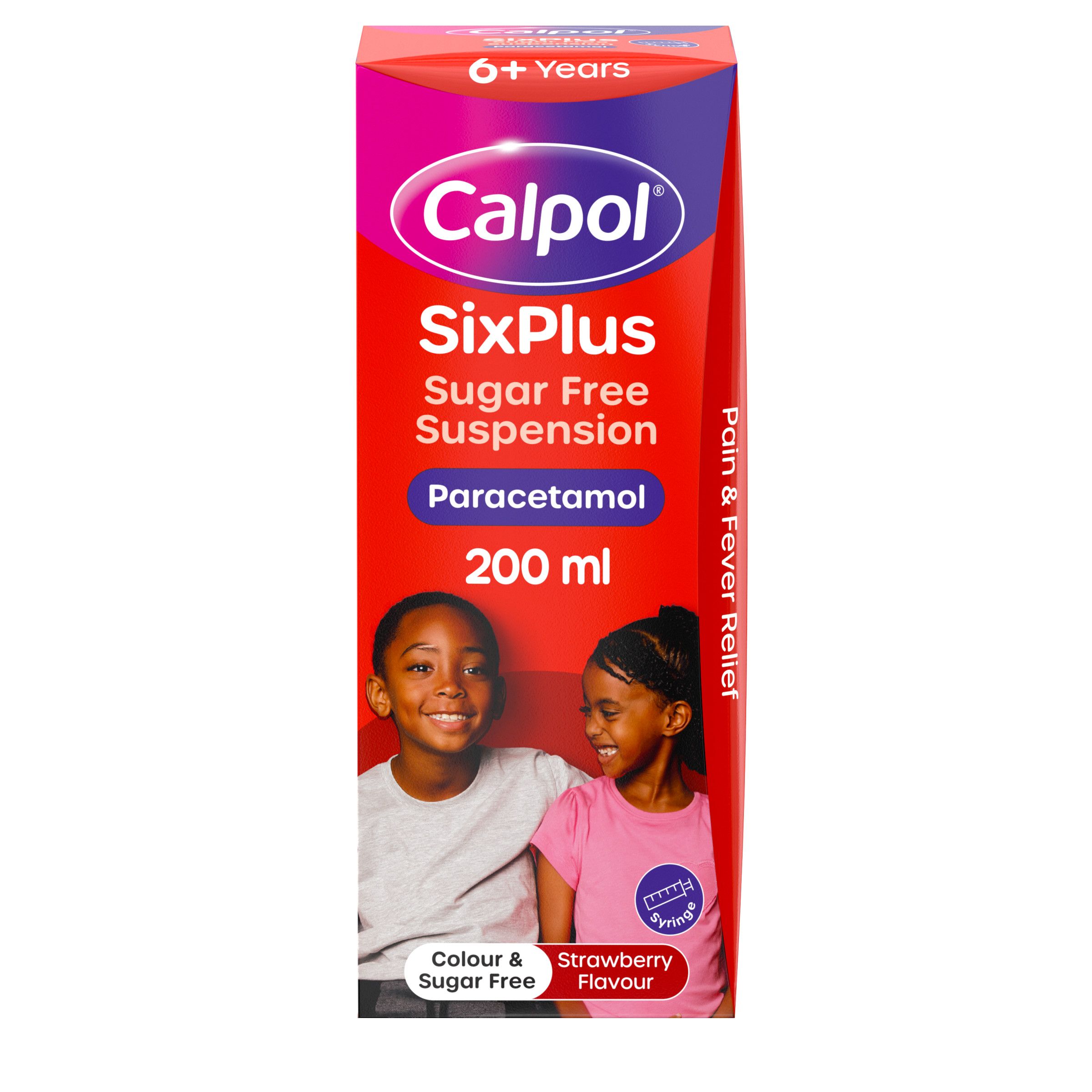 Calpol SixPlus Sugar Free Suspension Strawberry Flavour