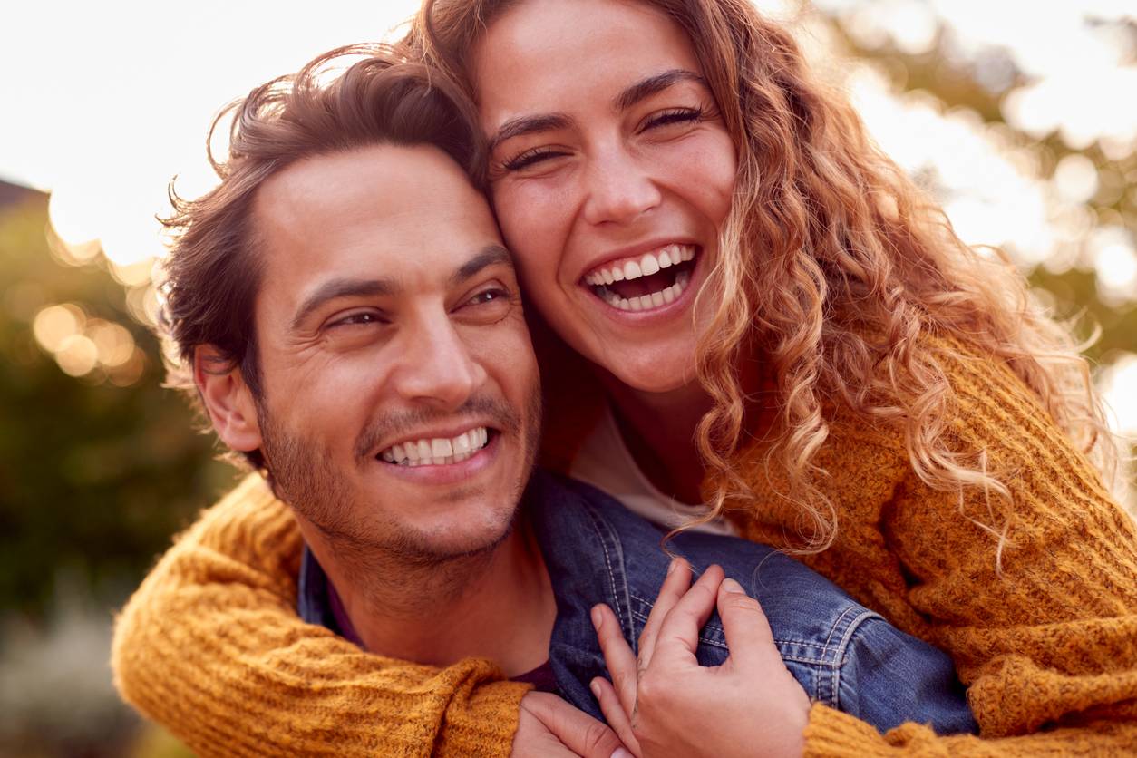 happy couple smiling together