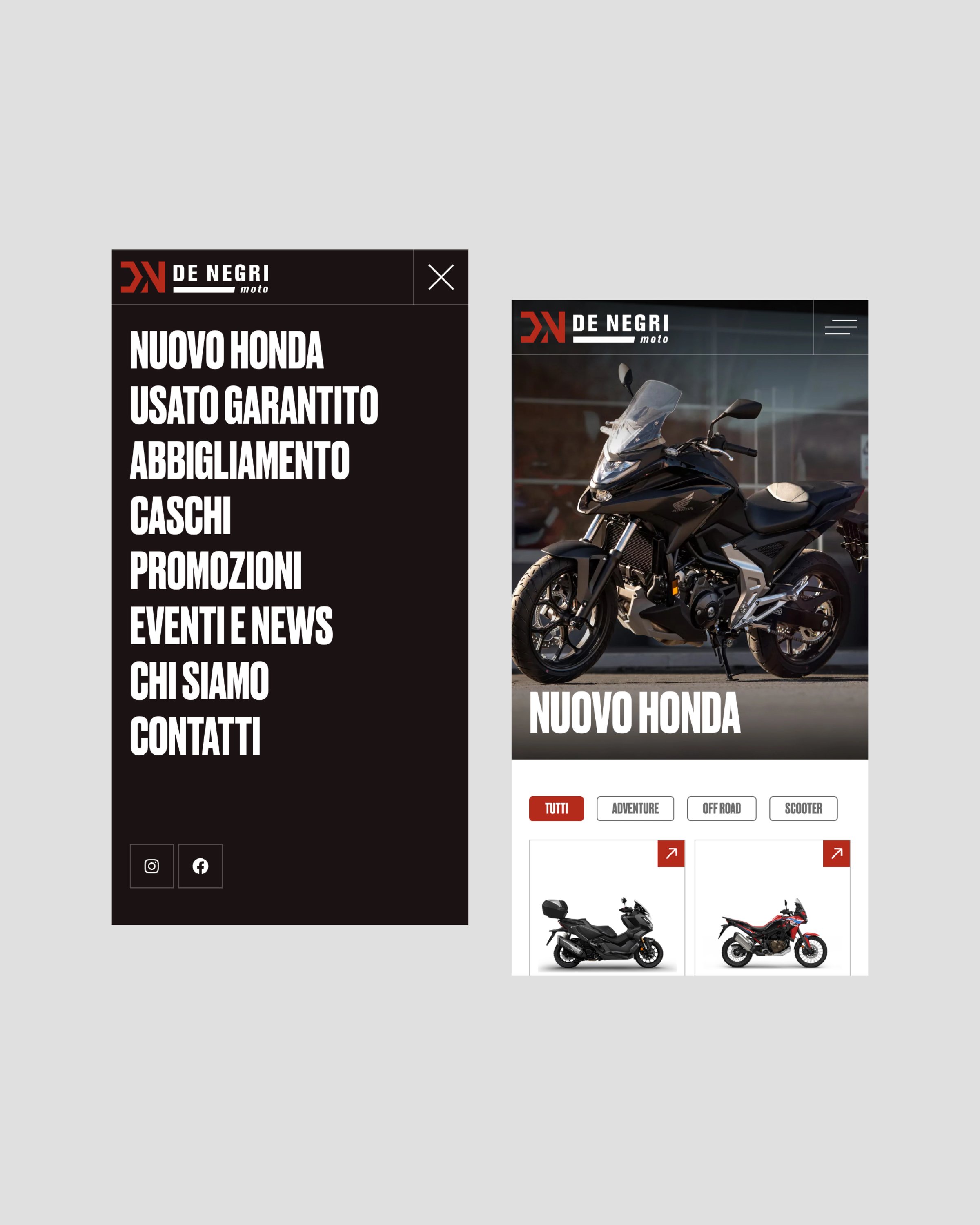 De negri moto Francesco Tognin mobile layout