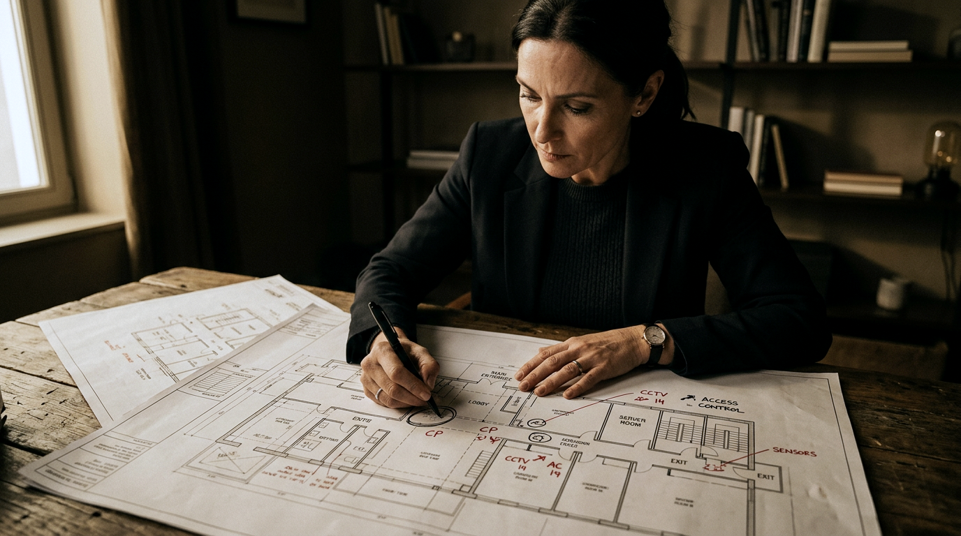 Consultant walking a site during an assessment