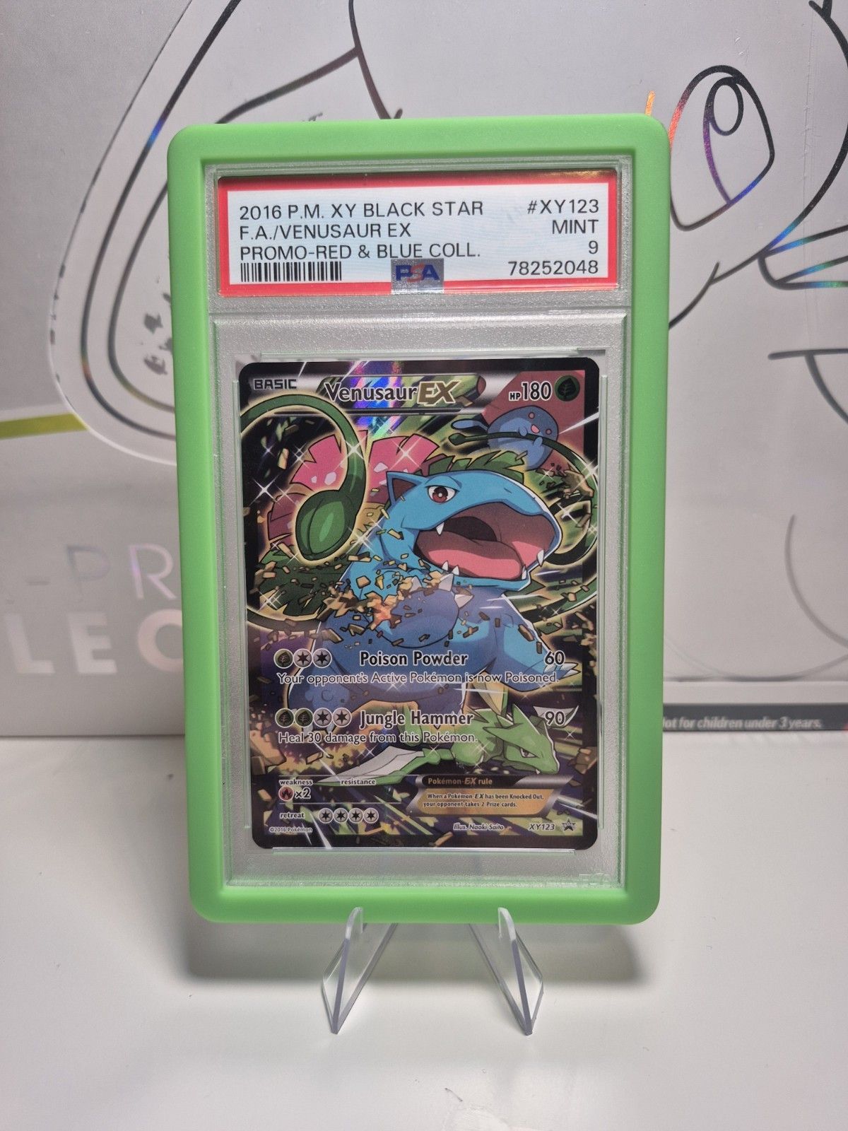 PSA 9 Mint Venusaur Ex XY123 Full Art Red And Blue Collection Promo 2016
