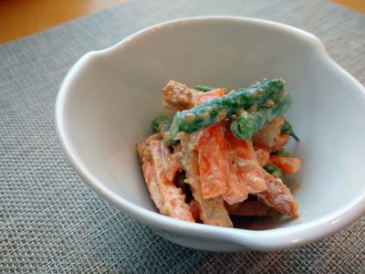 三度豆のごまマヨネーズ和え