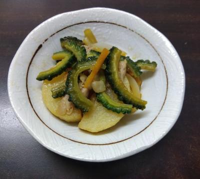 長芋とゴーヤの甘辛醤油炒め